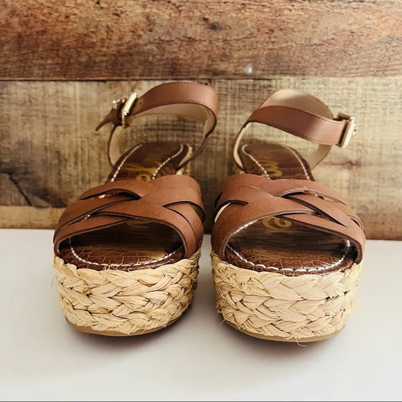 NWOT Sam Edelman Darline Leather Braided Wedge Espadrille Platform Sandals - Picture 4 of 10